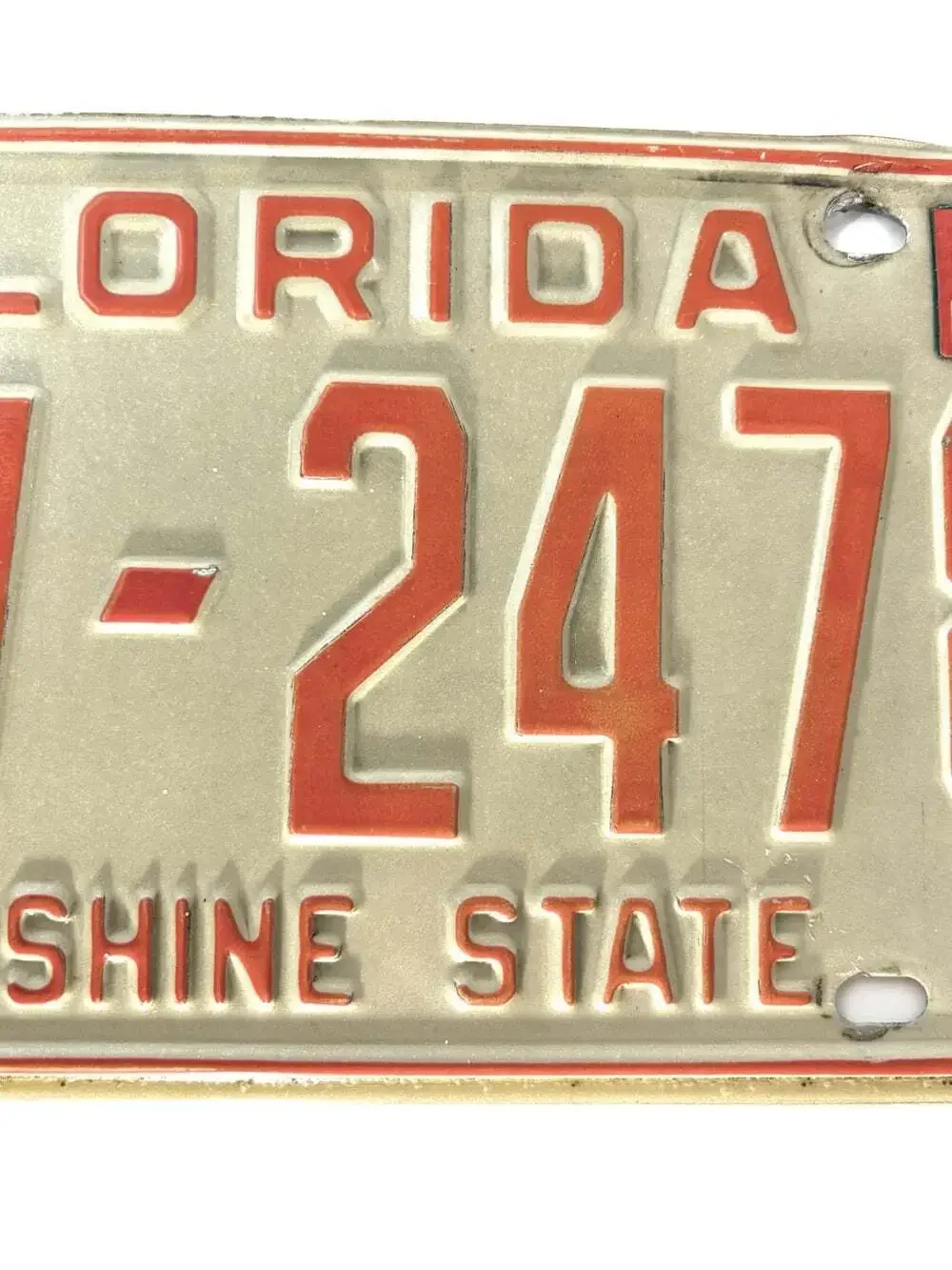 Vintage 1975 Florida License Plate Tag Orange number letter Sunshine State